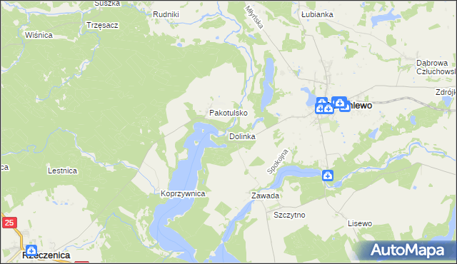 mapa Dolinka gmina Przechlewo, Dolinka gmina Przechlewo na mapie Targeo