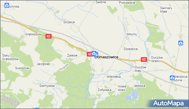 mapa Domaszowice powiat namysłowski, Domaszowice powiat namysłowski na mapie Targeo