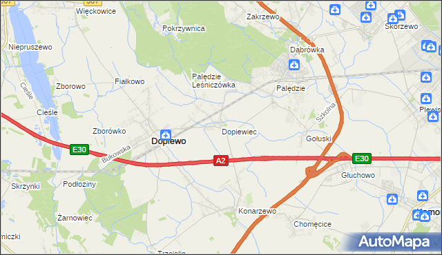 mapa Dopiewiec, Dopiewiec na mapie Targeo