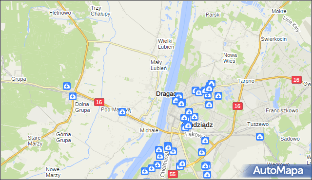 mapa Dragacz, Dragacz na mapie Targeo