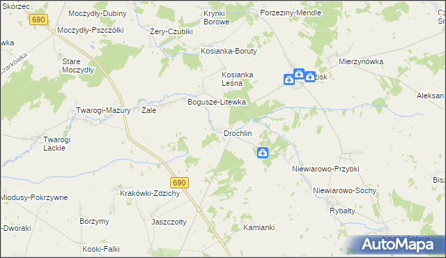 mapa Drochlin gmina Grodzisk, Drochlin gmina Grodzisk na mapie Targeo