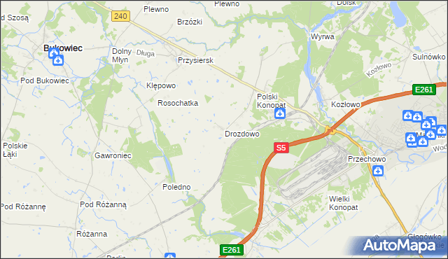 mapa Drozdowo gmina Świecie, Drozdowo gmina Świecie na mapie Targeo