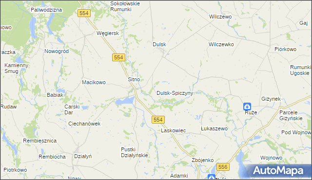 mapa Dulsk-Spiczyny, Dulsk-Spiczyny na mapie Targeo