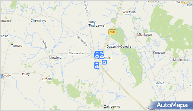 mapa Duszniki powiat szamotulski, Duszniki powiat szamotulski na mapie Targeo