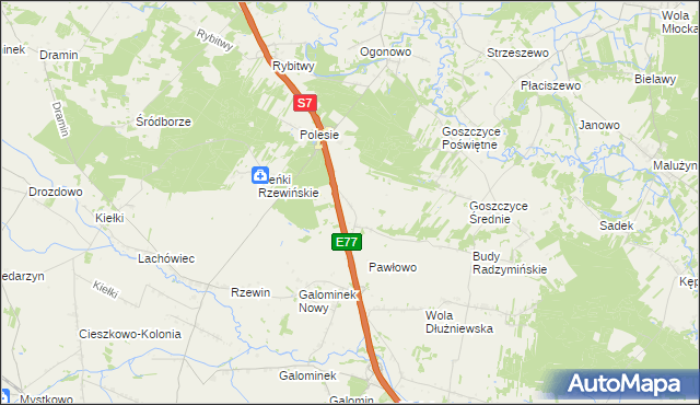mapa Dziektarzewo-Wylaty, Dziektarzewo-Wylaty na mapie Targeo
