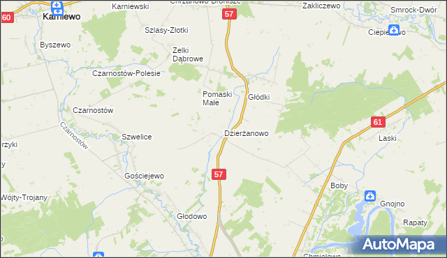 mapa Dzierżanowo gmina Szelków, Dzierżanowo gmina Szelków na mapie Targeo