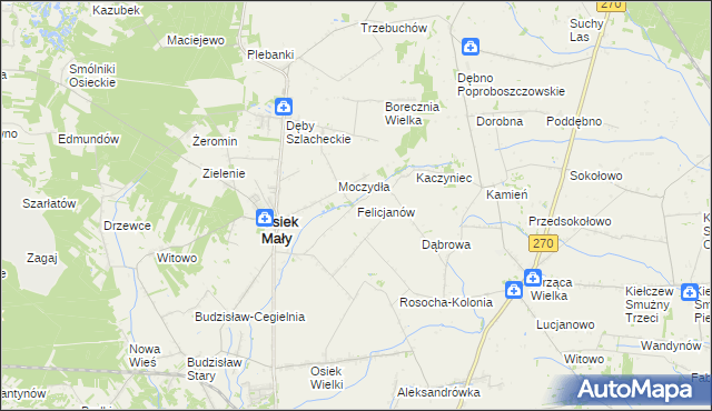 mapa Felicjanów gmina Osiek Mały, Felicjanów gmina Osiek Mały na mapie Targeo