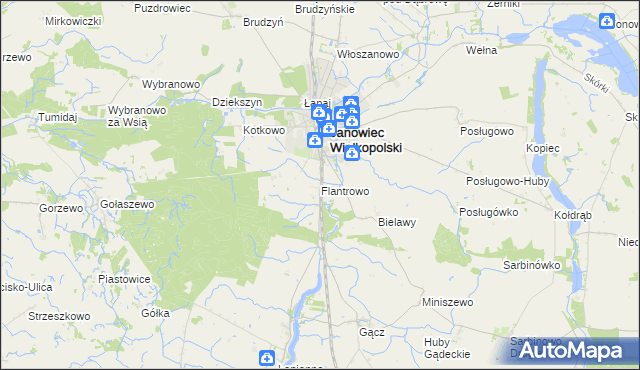 mapa Flantrowo, Flantrowo na mapie Targeo