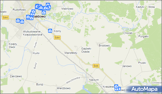 mapa Gajówki Osada, Gajówki Osada na mapie Targeo