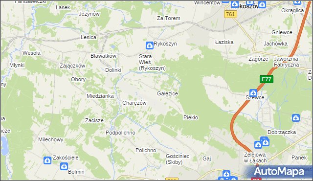 mapa Gałęzice, Gałęzice na mapie Targeo