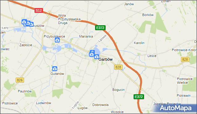 mapa Garbów powiat lubelski, Garbów powiat lubelski na mapie Targeo