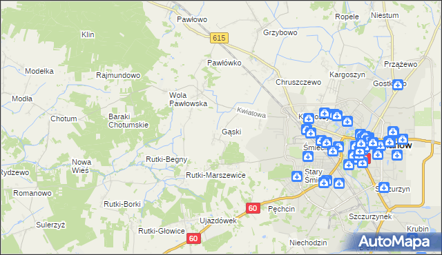 mapa Gąski gmina Ciechanów, Gąski gmina Ciechanów na mapie Targeo