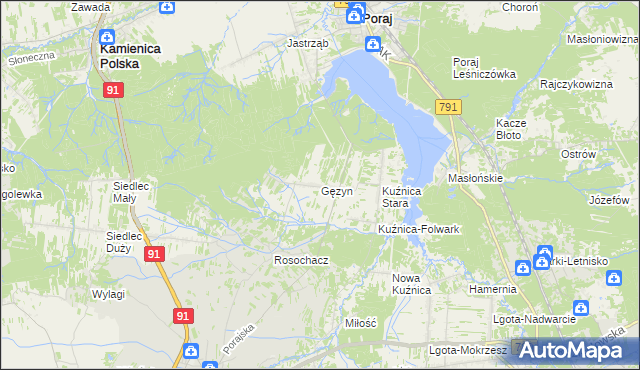 mapa Gęzyn, Gęzyn na mapie Targeo