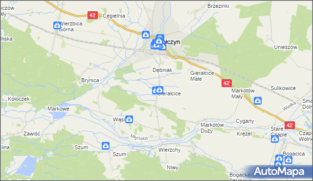 mapa Gierałcice gmina Wołczyn, Gierałcice gmina Wołczyn na mapie Targeo