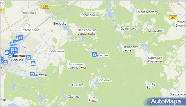 mapa Głęboczek gmina Murowana Goślina, Głęboczek gmina Murowana Goślina na mapie Targeo