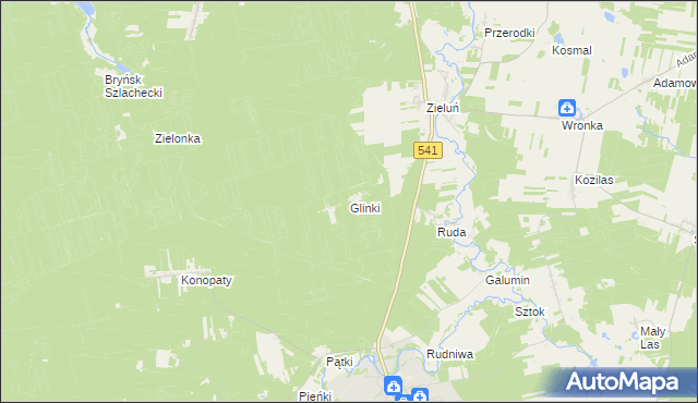 mapa Glinki gmina Lidzbark, Glinki gmina Lidzbark na mapie Targeo