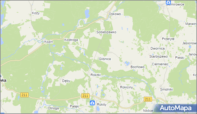 mapa Gliśnica gmina Czarna Dąbrówka, Gliśnica gmina Czarna Dąbrówka na mapie Targeo