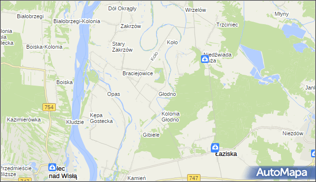 mapa Głodno gmina Łaziska, Głodno gmina Łaziska na mapie Targeo