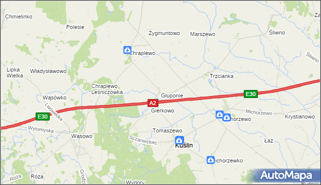 mapa Głuponie, Głuponie na mapie Targeo