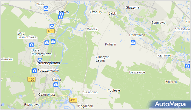 mapa Głuszyna Leśna, Głuszyna Leśna na mapie Targeo