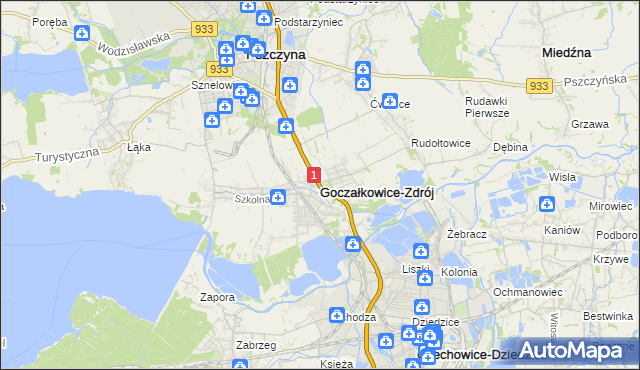 mapa Goczałkowice-Zdrój, Goczałkowice-Zdrój na mapie Targeo