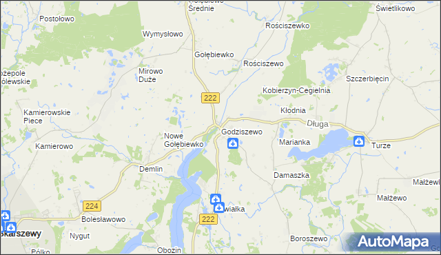mapa Godziszewo gmina Skarszewy, Godziszewo gmina Skarszewy na mapie Targeo