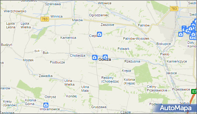 mapa Gołcza, Gołcza na mapie Targeo