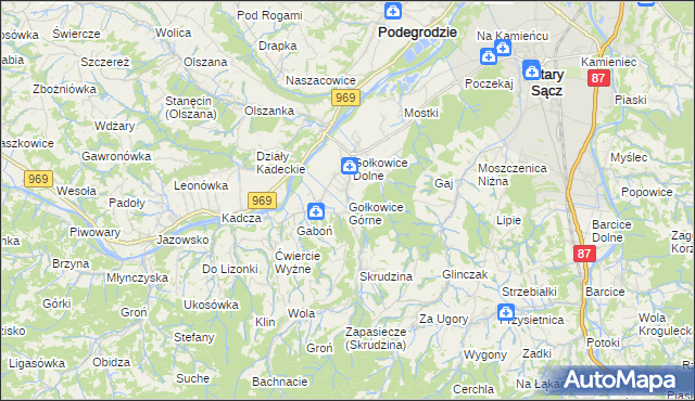 mapa Gołkowice Górne, Gołkowice Górne na mapie Targeo