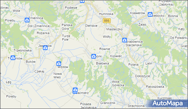 mapa Górki gmina Brzozów, Górki gmina Brzozów na mapie Targeo
