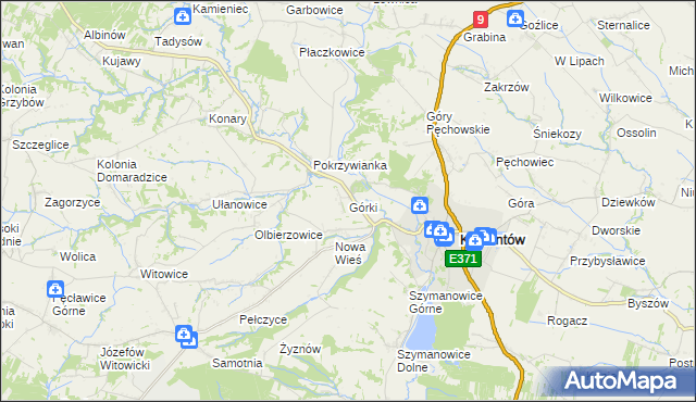 mapa Górki gmina Klimontów, Górki gmina Klimontów na mapie Targeo