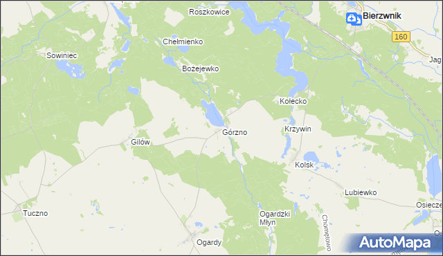 mapa Górzno gmina Bierzwnik, Górzno gmina Bierzwnik na mapie Targeo