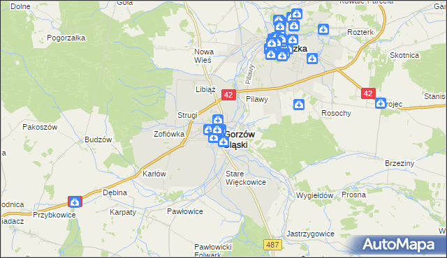 mapa Gorzów Śląski, Gorzów Śląski na mapie Targeo