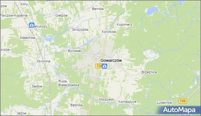 mapa Gowarczów, Gowarczów na mapie Targeo