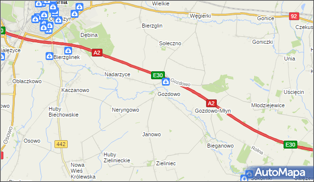 mapa Gozdowo gmina Września, Gozdowo gmina Września na mapie Targeo