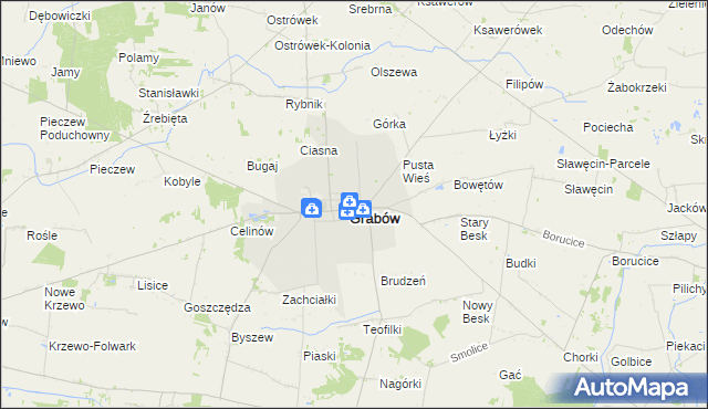 mapa Grabów powiat łęczycki, Grabów powiat łęczycki na mapie Targeo