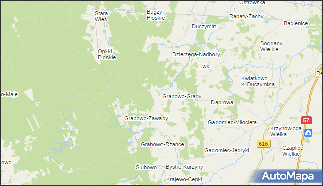 mapa Grabowo-Grądy, Grabowo-Grądy na mapie Targeo