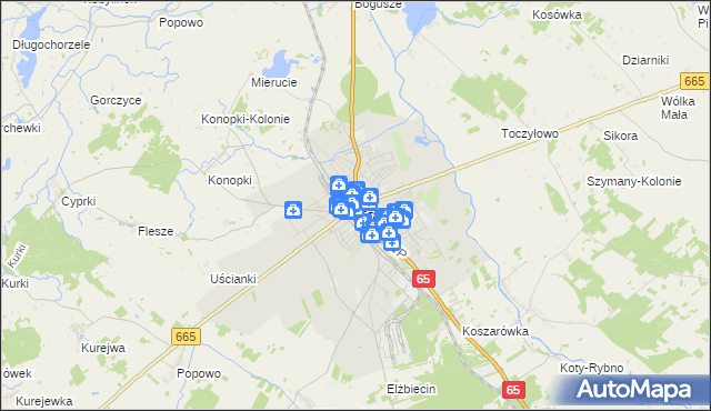 mapa Grajewo, Grajewo na mapie Targeo