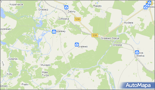 mapa Gralewo gmina Płośnica, Gralewo gmina Płośnica na mapie Targeo