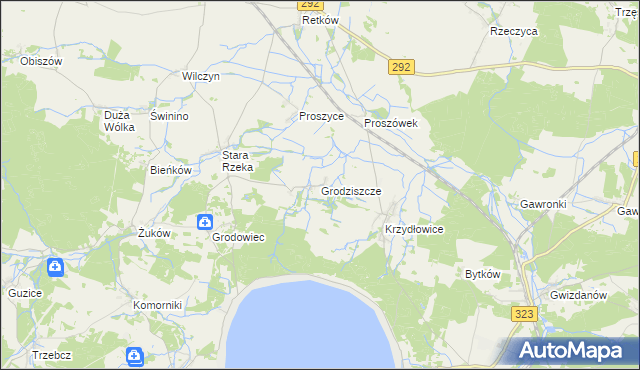 mapa Grodziszcze gmina Grębocice, Grodziszcze gmina Grębocice na mapie Targeo