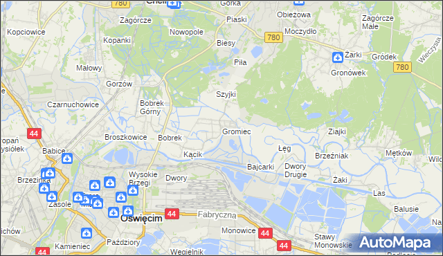 mapa Gromiec, Gromiec na mapie Targeo