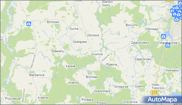 mapa Gromnik gmina Połczyn-Zdrój, Gromnik gmina Połczyn-Zdrój na mapie Targeo