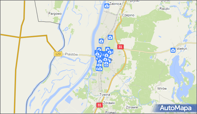 mapa Gryfino, Gryfino na mapie Targeo