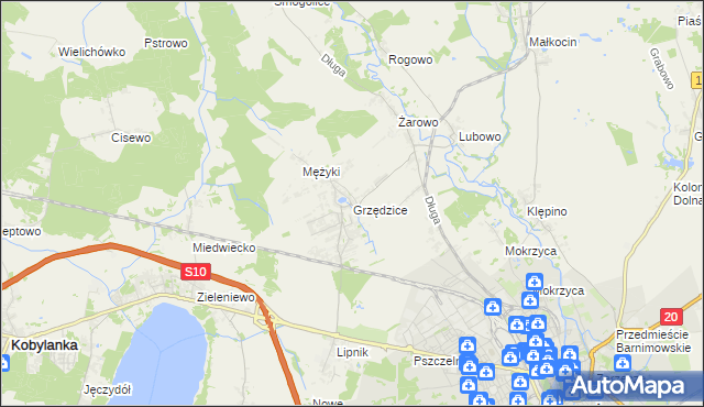 mapa Grzędzice, Grzędzice na mapie Targeo