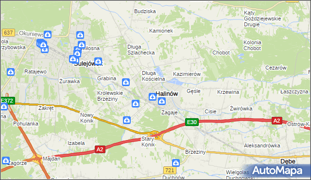 mapa Halinów powiat miński, Halinów powiat miński na mapie Targeo