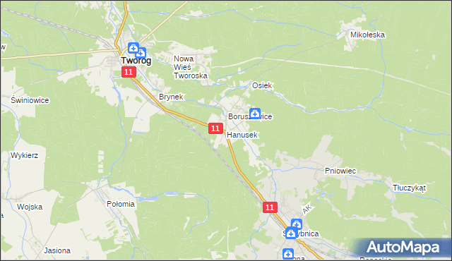 mapa Hanusek, Hanusek na mapie Targeo