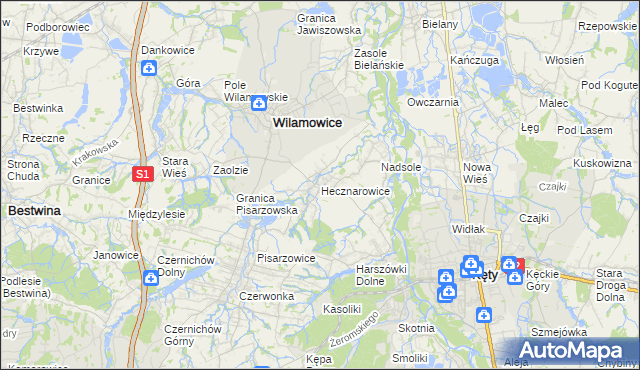 mapa Hecznarowice, Hecznarowice na mapie Targeo