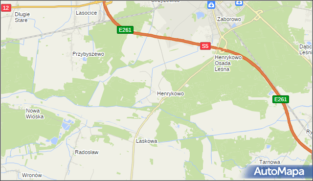 mapa Henrykowo gmina Święciechowa, Henrykowo gmina Święciechowa na mapie Targeo