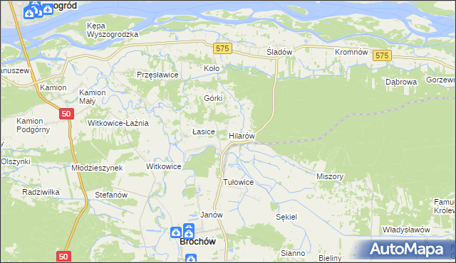mapa Hilarów gmina Brochów, Hilarów gmina Brochów na mapie Targeo
