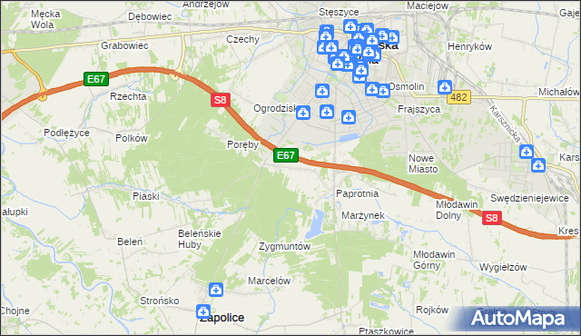 mapa Holendry gmina Zapolice, Holendry gmina Zapolice na mapie Targeo