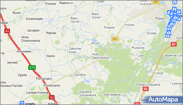 mapa Huta Zaborowska, Huta Zaborowska na mapie Targeo